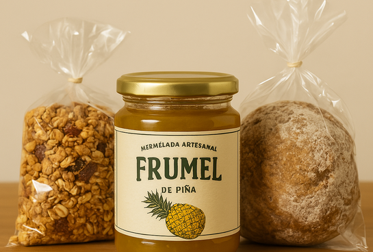 mermelada de piña junto a un pan artesanal creando una colaboración 