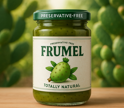 mermelada de piña Frumel en frasco de vidrio con etiquetas elegantes, producto artesanal y natural 