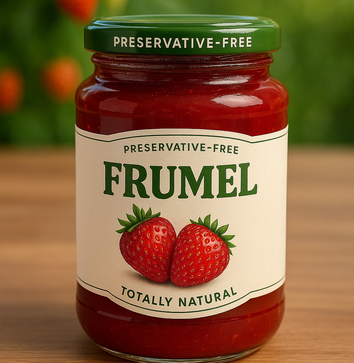 un frasco de mermelada de fresa 100% natural sin conservadores 